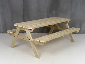 Fortem Rounded Pub Style Picnic Table Benches Set (7ft, Natural finish)