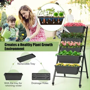 Costway 5-Tier Vertical Raised Garden Bed Freestanding Garden Planter 5 Container Boxes