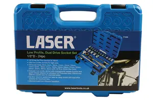 Laser 7103 24pc Low Profile Dual Drive Socket & Accessory Set 1/2" Drive