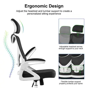 Yaheetech High Back Mesh Office Chair with Headrest and Armrest - White/Black