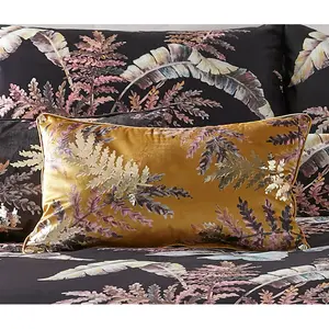 Josette Floral Rectangular Throw Cushion Gold