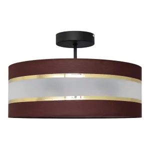 Luminosa Helen Cylindrical Ceiling Light Brown, Gold, Black 40cm