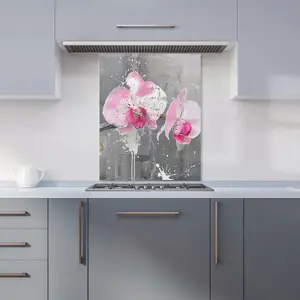 Pink Orchids Splashart Kitchen Splashback