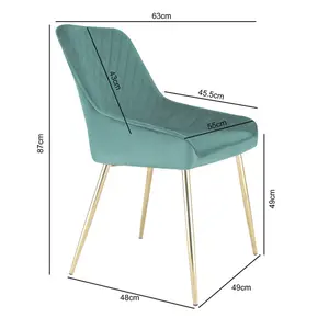 Hamilton - Dining x2 Chair in Velvet - (Green)