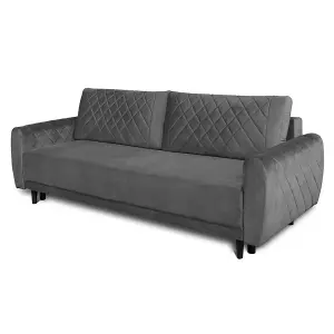 Roma 3 Seater Sofa Bed with Storage - Grey (VELUTTO18)