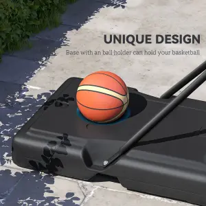 HOMCOM Basketball Stand 160-305cm Adjustable Basketball Hoop w/ Moving Wheels