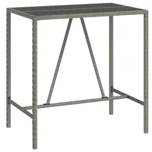 Berkfield Bar Table with Glass Top Grey 110x70x110 cm Poly Rattan