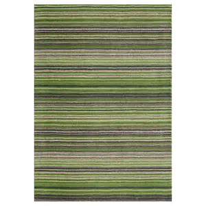 Melrose Mubai Stripe Wool Made Green Area Rug 160/230cm