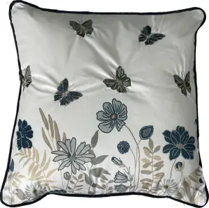 Embroidered Butterfly In Garden Cushion,45x45cm