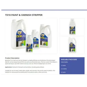 Bartoline TX10 Paint and Varnish Stripper 1 Litre (Pack of 6)