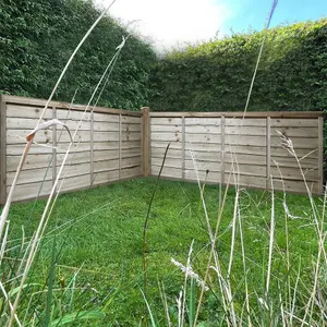 Lap Garden Fence Panel (Pack of 5) 6ftx3ft W:183cm x H:90cm Pressure Treated Heavy Duty Wooden Larch