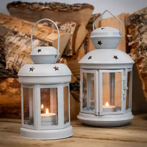 Nicola Spring - Metal Hanging Tealight Lanterns - 2 Sizes - Pack of 2