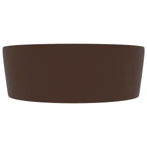 Berkfield Luxury Wash Basin with Overflow Matt Dark Brown 36x13 cm Ceramic