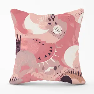 Abstract Pink White Outdoor Cushion 45cm x 45cm