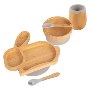 5pc Bamboo Rabbit Baby Weaning Set - Grey