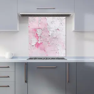 Light Pink Textured Effect Premium Glass Kitchen Splashback W600mm x H650mm