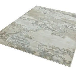 Beige Easy to Clean Abstract Optical/ (3D) Rug For Dining Room Bedroom And Living Room-160cm X 230cm