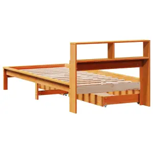 Berkfield Bookcase Bed without Mattress Wax Brown 90x200 cm Solid Wood Pine