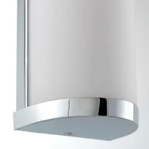 IP44 Bathroom Wall Light Chrome & Frosted Glass Modern Round Twin Curved Lamp