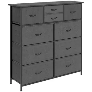 HOMCOM Bedroom Chest of Drawers Fabric Dresser w/ Foldable Drawers Black