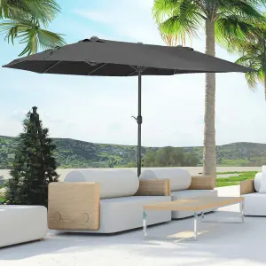 Outsunny 4.6M Garden Patio Umbrella Canopy Parasol Sun Shade w/o Base Black