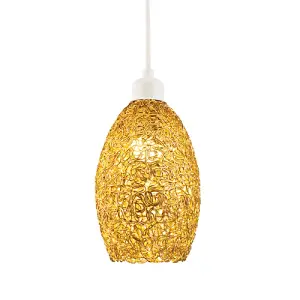 Industrial and Contemporary Twisted Wire Mesh Metal Light Shade in Shiny Gold