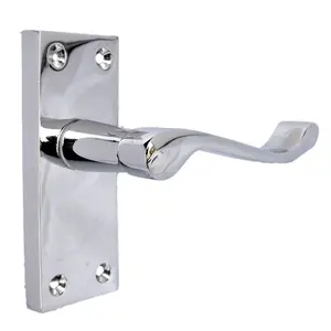 Door Handle Pack Scroll Lever Latch Hinges - Chrome 118 x 40mm