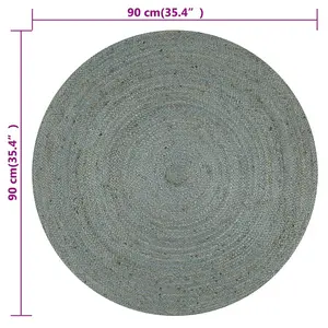 Handmade Rug Jute Round 90 cm Olive Green