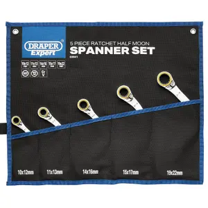 Draper Expert HI-TORQ Double Ring Ratchet Half Moon Spanner Set (5 Piece) 03941