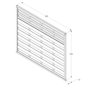 Forest Garden Kyoto Contemporary Slatted Pressure treated 5ft Wooden Decorative fence panel (W)1.8m (H)1.5m, Pack of 4