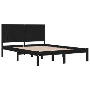 Berkfield Bed Frame Black Solid Wood Pine 200x200 cm