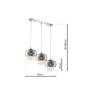 Milagro Starlight Chrome Pendant Lamp 3XE14 A Stunning Range With 22CM Glass Shades Housing Chrome Fitments And Gorgeous Crystals