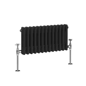 Right Radiators 300x605 mm Horizontal Traditional 2 Column Cast Iron Style Radiator Black