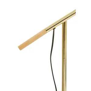 Interiors by Premier Shiny Brass Adjustable Floor Lamp, Convenient Office Lamp, Space-Saver Lamp, Rotating Bedroom Lamp