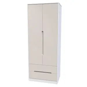 Turin 2 Door 2 Drawer Wardrobe in Kashmir Gloss & White (Ready Assembled)