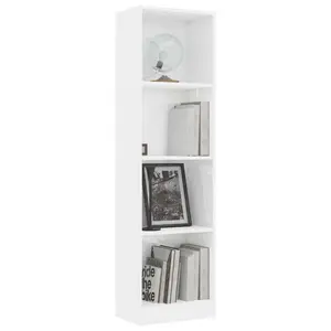 Attwood Bookcase High Gloss White / 114cm H x 40cm W x 30cm D