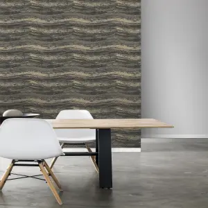 Vasari Onyx Charcoal Textured Wallpaper