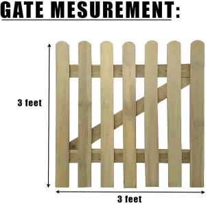 3 x 3Ft Wooden Garden Gate, Picket Fence Gate, Hand Built Wooden Gate With FSC Tantalized Perfect Outdoor Gate For Garden