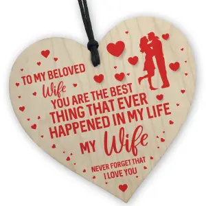 Red Ocean Wife Gifts From Husband For Birthday Valentines Anniversary Wooden Heart Love Romantic Gift For Wife