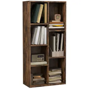 HOMCOM Bookcase Modern Bookshelf Cabinet for Home Office Rustic Brown