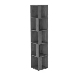 Bensonhurst Corner Bookcase Unique Design & Modern Style Retro Grey