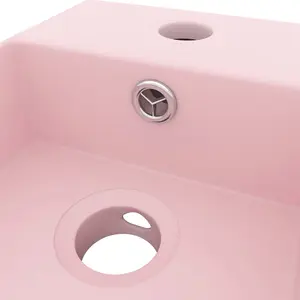 Berkfield Bathroom Sink with Overflow Ceramic Matt Pink