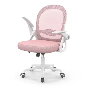 Ergonomic Breathable Mesh Office Chair with Lumbar Support-Pink