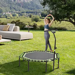 51 Inch Green Octagonal Garden Trampoline Fitness Trampoline with Adjustable T-Bar Handle  for Kids Adults