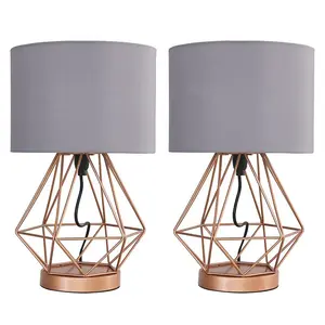 Haigler Metal Table Lamp (Set of 2) Copper / Grey / No Bulb