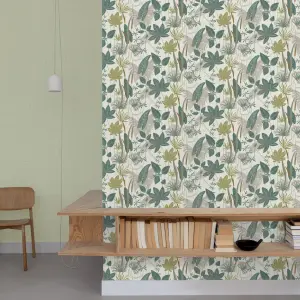 Grandeco Foliage Sprigs Loma Textured Wallpaper,  Green