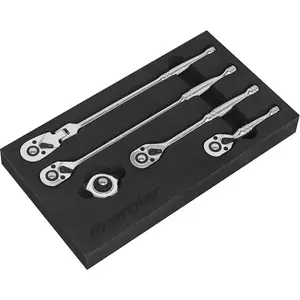 5-Piece Premium Flip Reverse Ratchet Wrench Set with Pear-Head Design