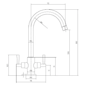 Astini Monmouth Orca Black Twin Lever Kitchen Tap