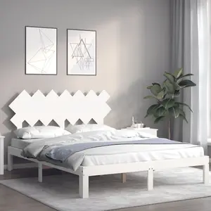 Berkfield Bed Frame with Headboard White 140x190 cm Solid Wood