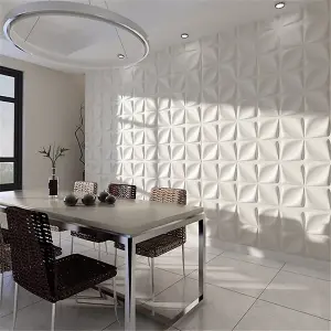 12 Pcs White Texture PVC Decorative 3D Wall Panel for Living Room, Bedroom, Interior Home Wall Decor